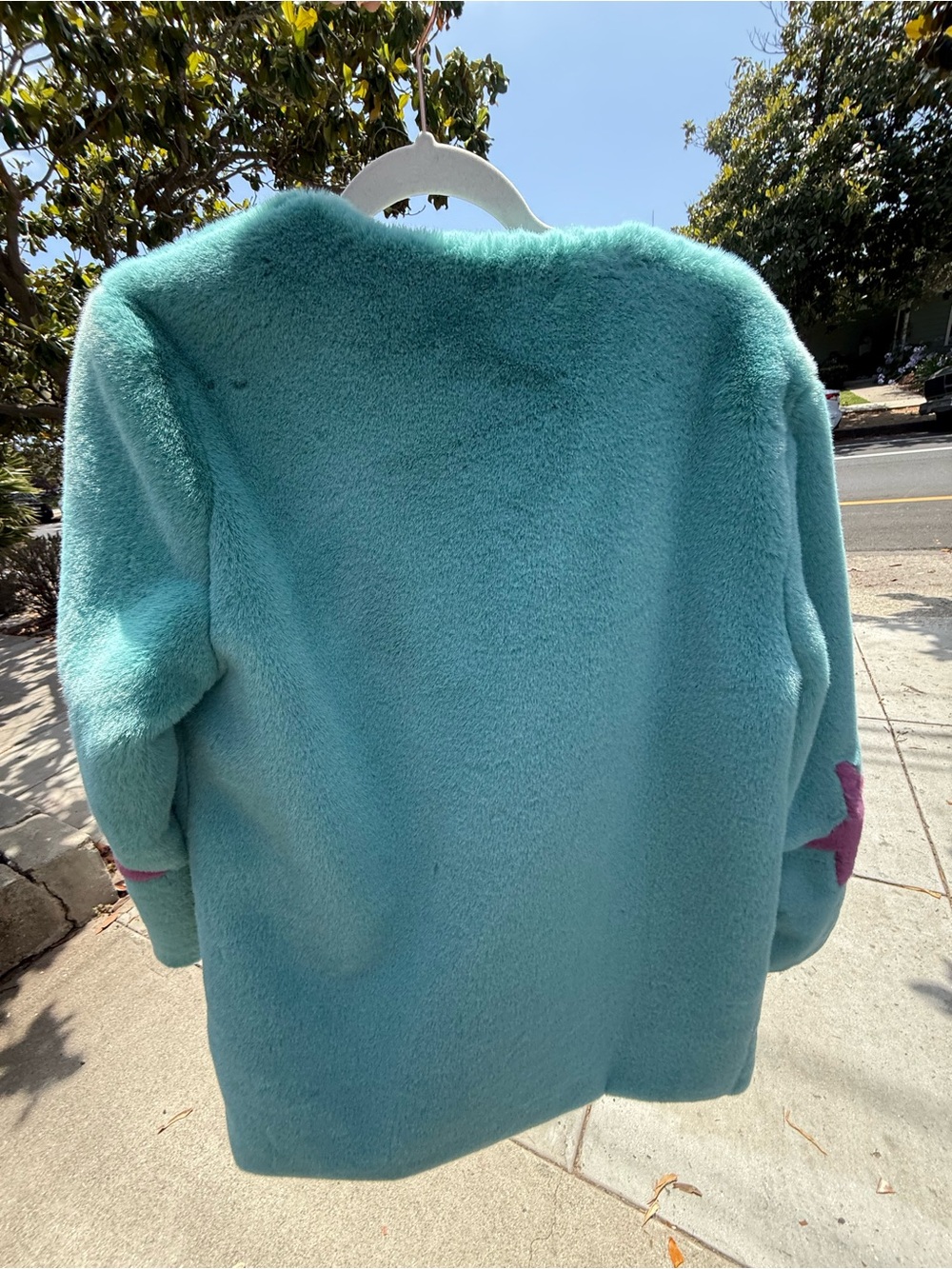 Kayley Plush Aqua Faux-Fur Coat - Picture 3 of 6